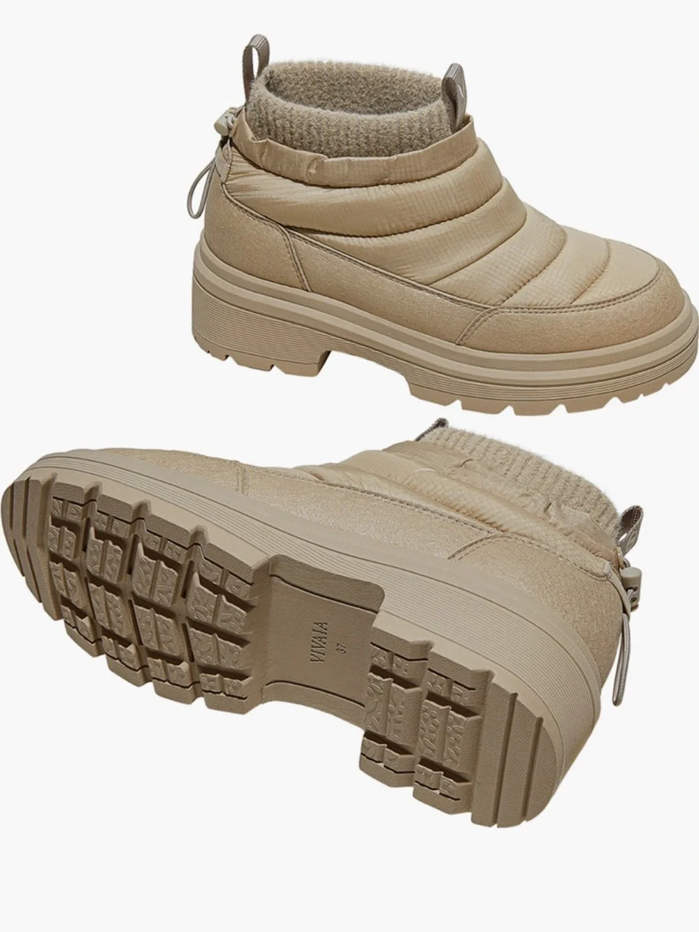 NEW! Viviana Quilted Slip-On Winter Booties in Beige